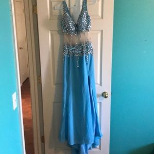 Blue sequin prom dress